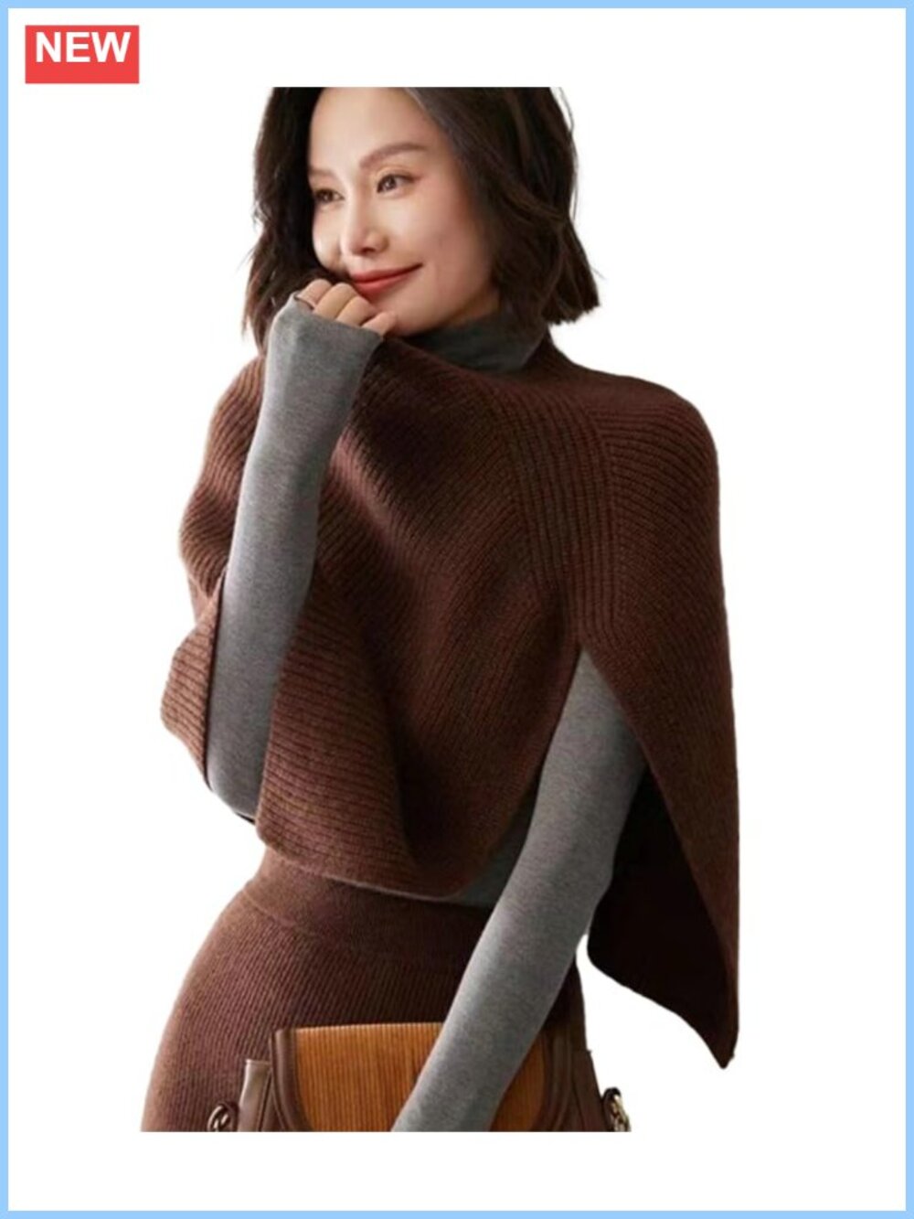 Elegant Knit Shawl Wrap Pullover Poncho Sweater Cape